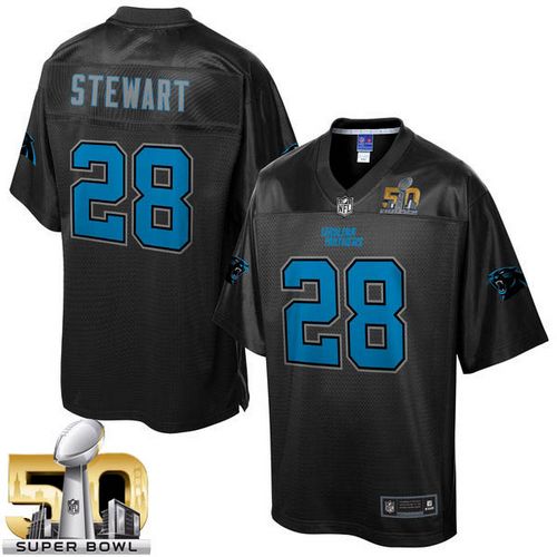 Nike Panthers #28 Jonathan Stewart Black Super Bowl 50 Men's NFL Pro Line Black Reverse Fashion Game Jersey